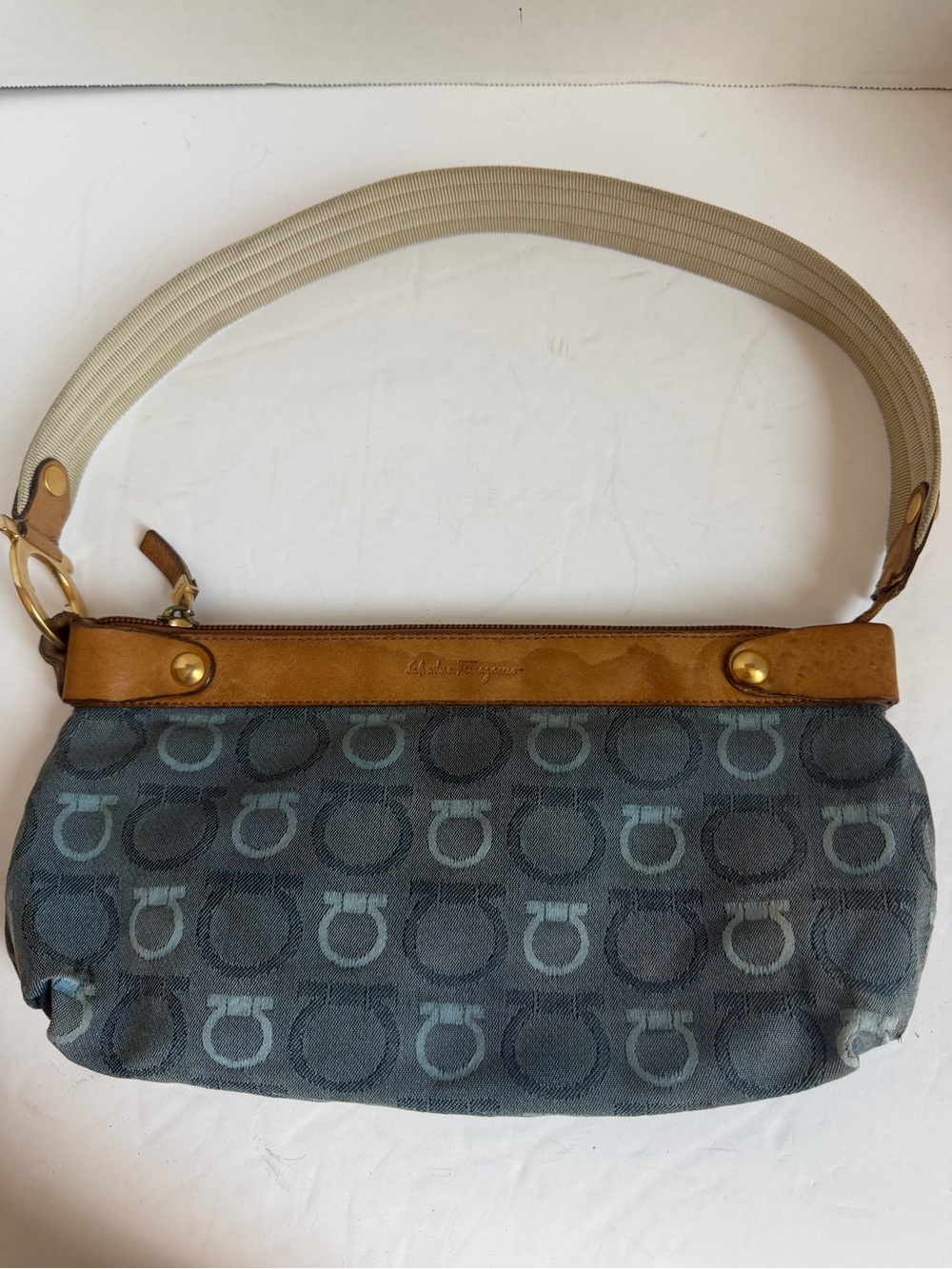 Salvatore Ferragamo Blue Jacquard Shoulder bag